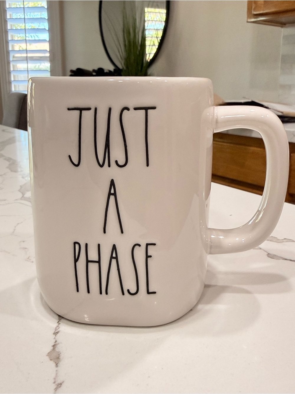 Rae Dunn "JUST A PHASE" White Ceramic Coffee Mug Artisan Collection